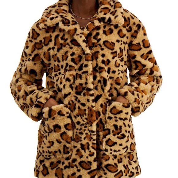 Leopard Print Faux-Fur Coat - Picture 1 of 6